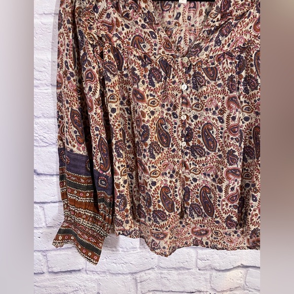 Cleobella Paisley Print Ruffle Blouse Boho Purple & Pink Size S - Picture 3 of 7